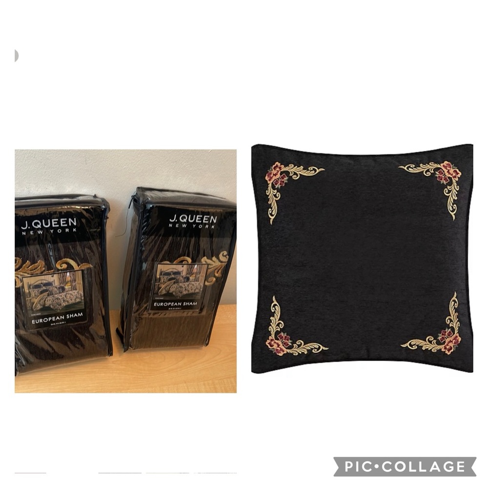 J. Queen Toscano Black Euro Chenille Embroidered Sham - Set of 2
